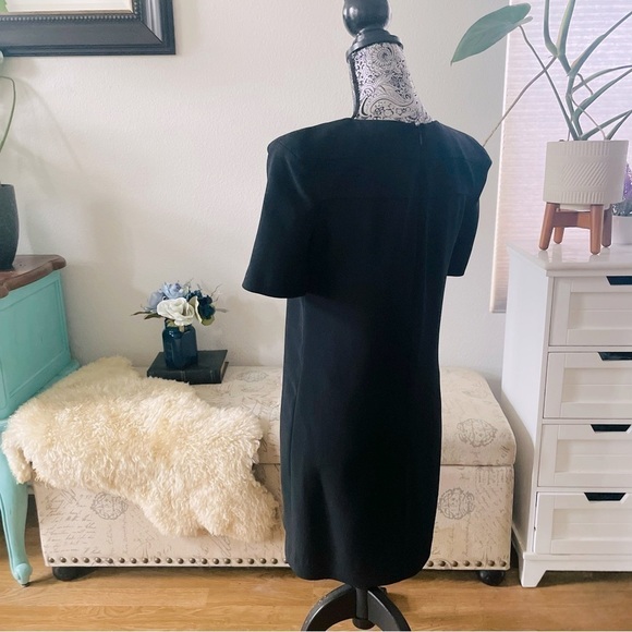 Saint Laurent Crewneck Short Sleeve Mini Shift Dress In Double Sablé - Picture 3 of 10